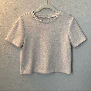 Zara Cream Boxy Short-Sleeve Knit Top